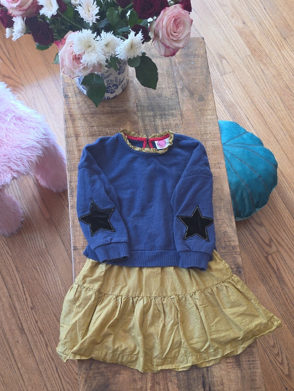 Mini Boden sweater dress star elbow patch